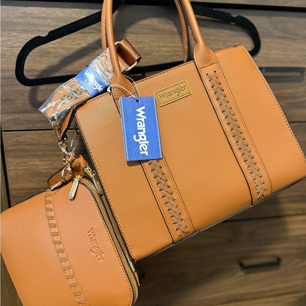 Wrangler Brown Handbag and Pouch Set